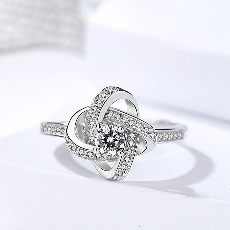 Love Knot Rings Personalized Birthstone Rings S925 Sterling Silver Birthday Gifts For Women