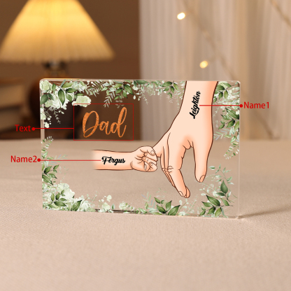 2 Names Personalised Acrylic Plaque for Dad - Custom Holding Hands Style | Lorajewel