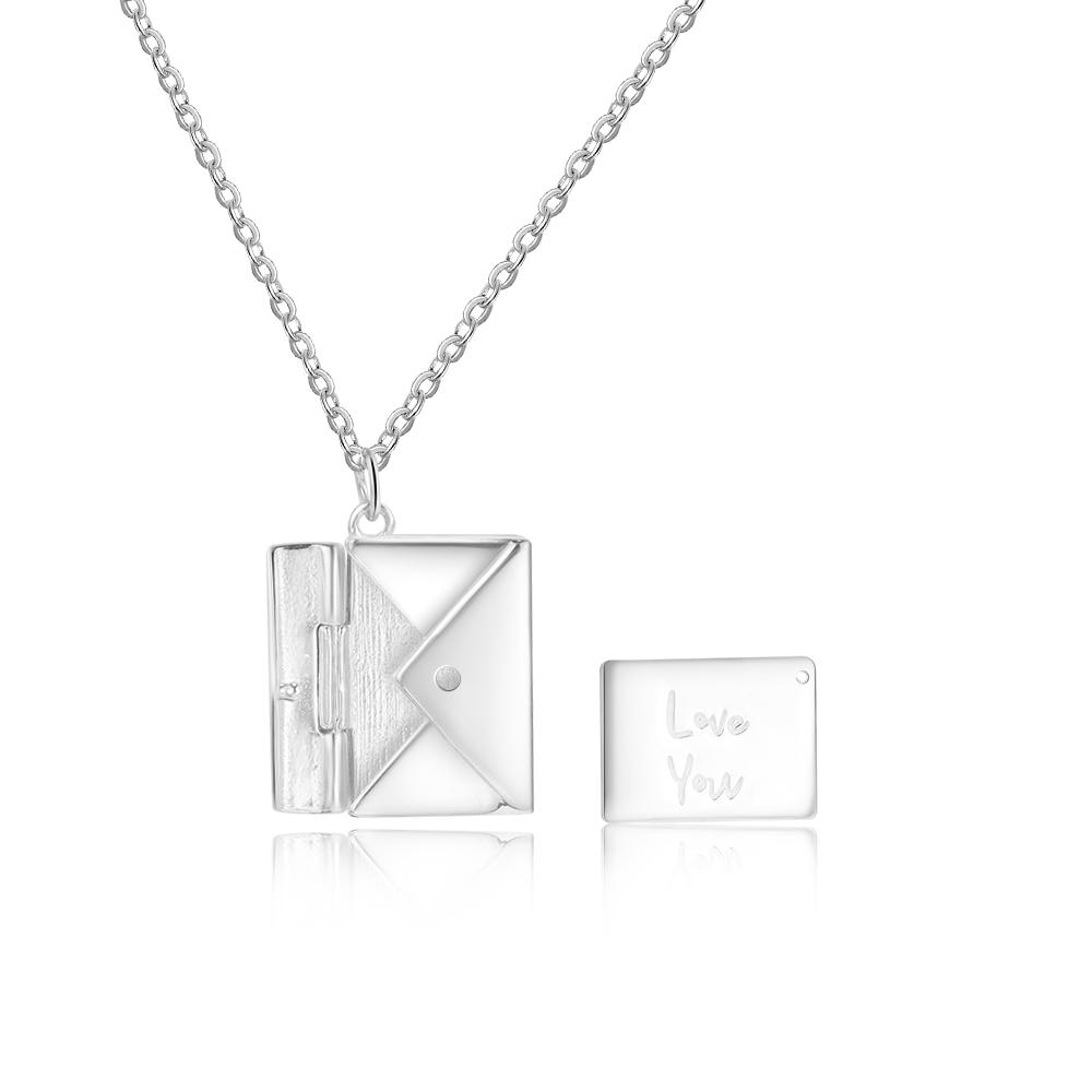 Personalized Envelope Locket Necklace Engrave Love Letter Necklace Gifts for Her