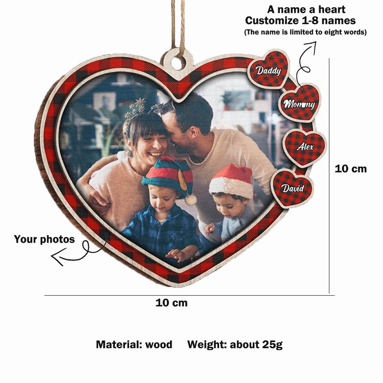 Personalized Family Heart Christmas Ornament Custom 6 Names Hanging Ornament Gifts For Family