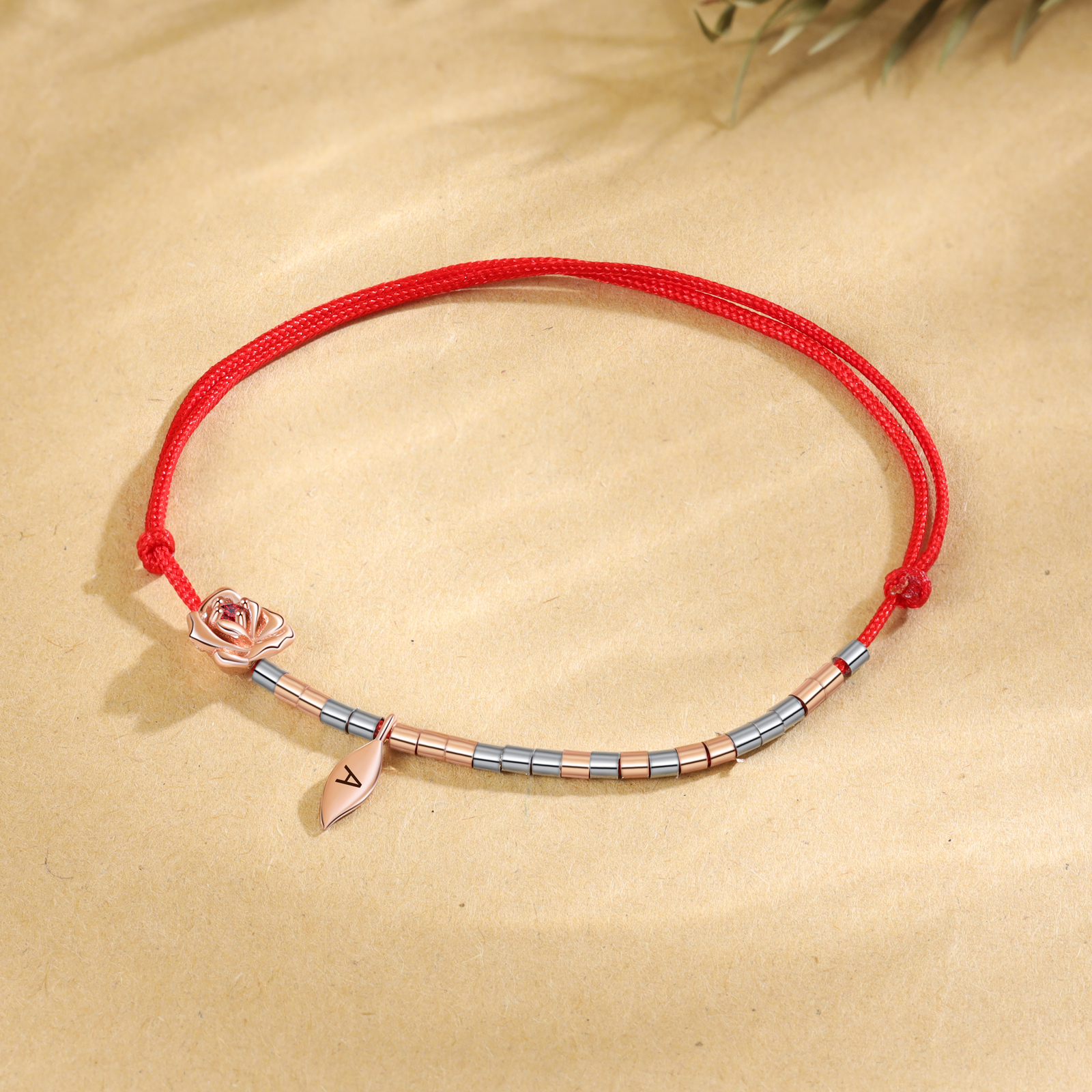 Love You Morse Code Bracelet Custom Initial Birthstone Rose Bracelet for Her