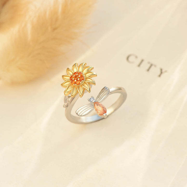 To My Granddaughter Sunflower Fidget Ring "You Are My Sunshine"