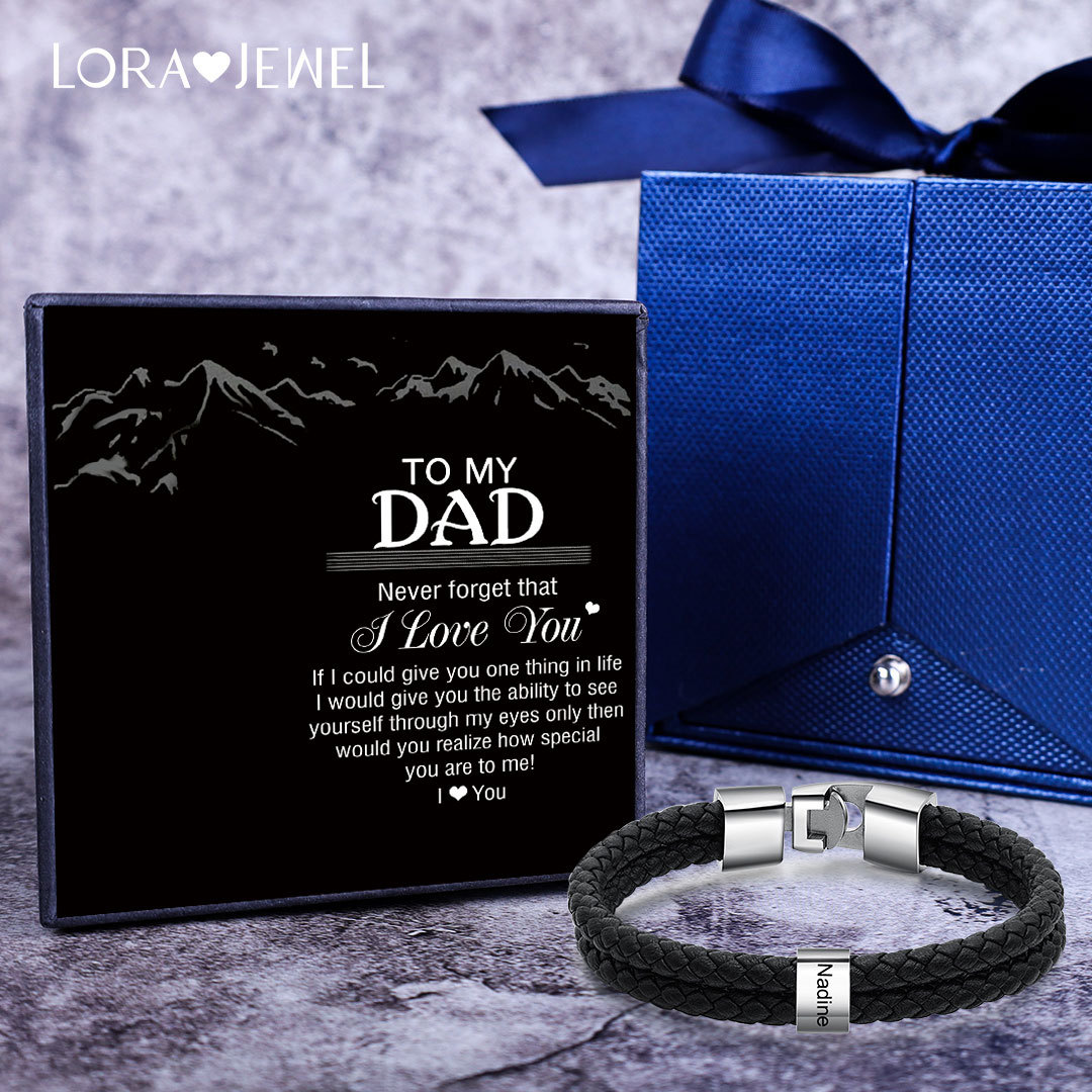 Men Leather Bracelet with 1 Bead Two Layers Custom Bracelet Father Gifts