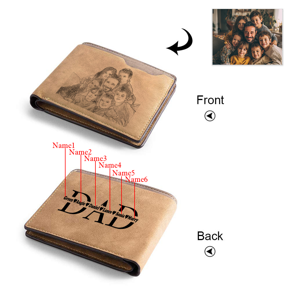 Personalized Photo Engraved Leather Dad Wallet