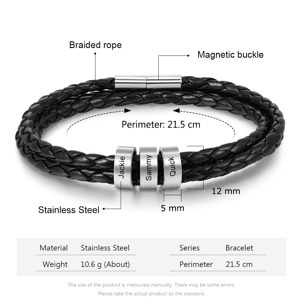 Custom 3 Beads Men's Bracelet For Him Best Gift For Dad