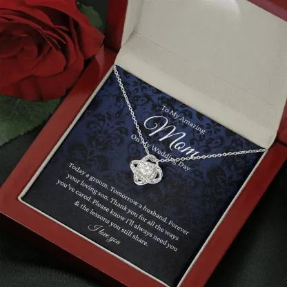 To My Mom- S925 Love Knot Necklace "Forever Your Loving Son" Wedding Gifts From Son