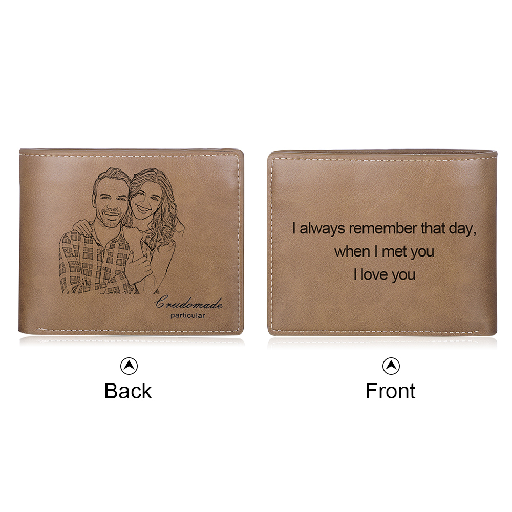 Men's Photo Custom Wallet Brown Gifts for Him