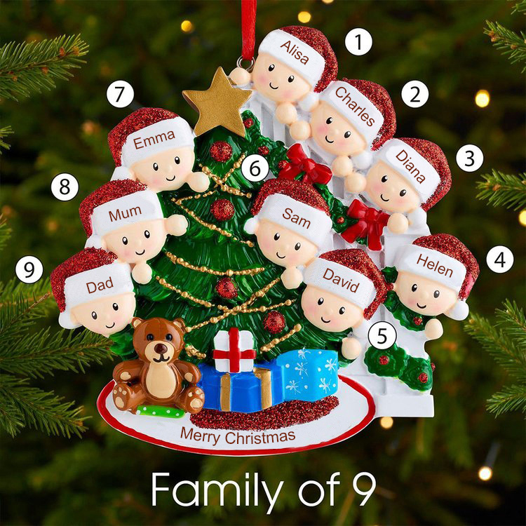 Personalized Family Christmas Ornament Custom 7 Names Hanging Ornament Gifts For Family
