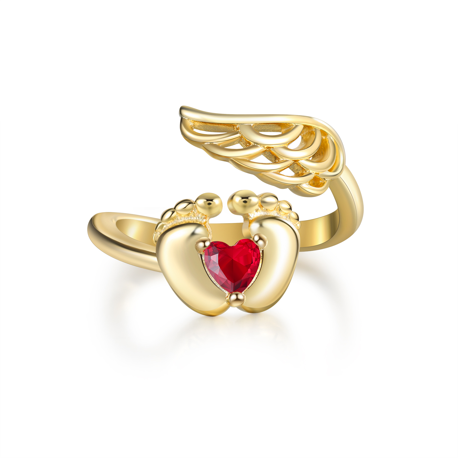 Custom Baby Feet Ring Custom Name and Birthstone Ring