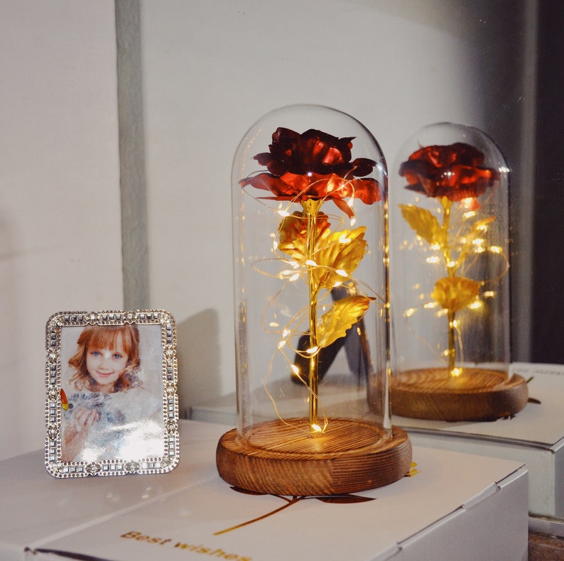 Enchanted Rose Night light Custom Text Eternity Rose LED Lamp Romantic Gift