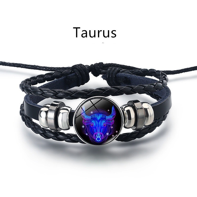 Leather Braided Bracelet Constellation Bracelet Black Multi-layered Bracelets for Family Friends