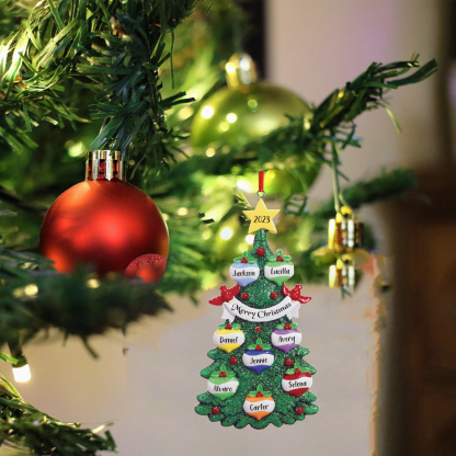 8 Names - Personalized Christmas Tree Ornaments Custom Text & Year Wooden Christmas Pendant Gifts for Family Friends