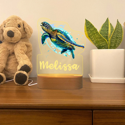 Personalized Turtle Night Light Custom Name  LED Lamp