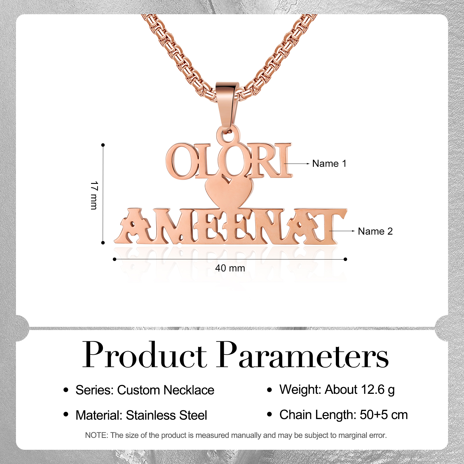 Personalized Heart Name Necklace Custom 2 Names Necklaces Romantic Gift For Her