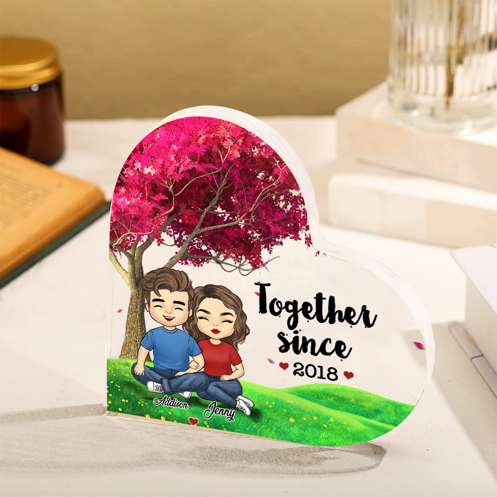 Personalized Acrylic Heart Keepsake Custom 2 Names & Year Ornament Valentine's Day Gifts for Couples