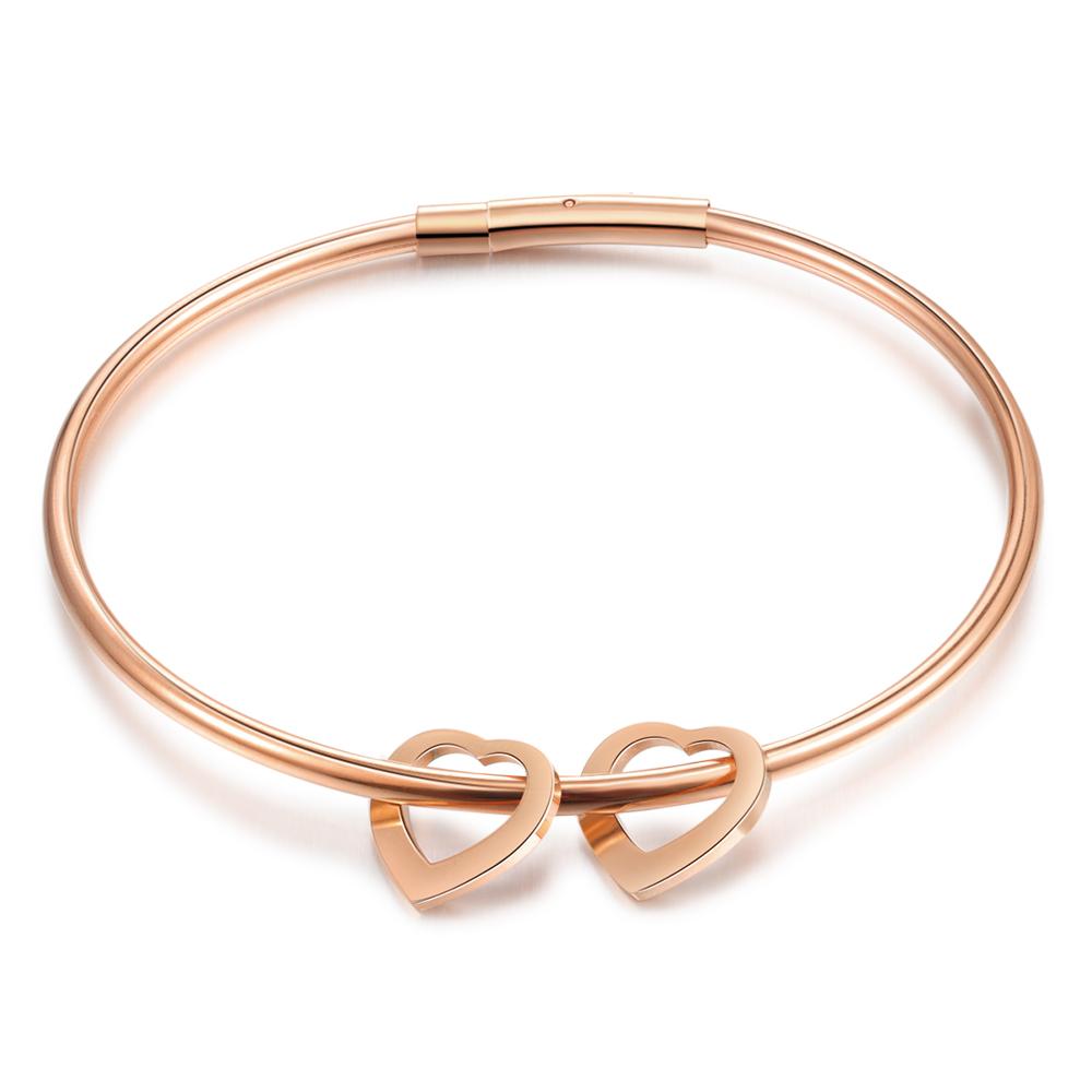 Personalized 2 Names Bracelet Heart Charms Bracelet Love Bangle Gifts for Her