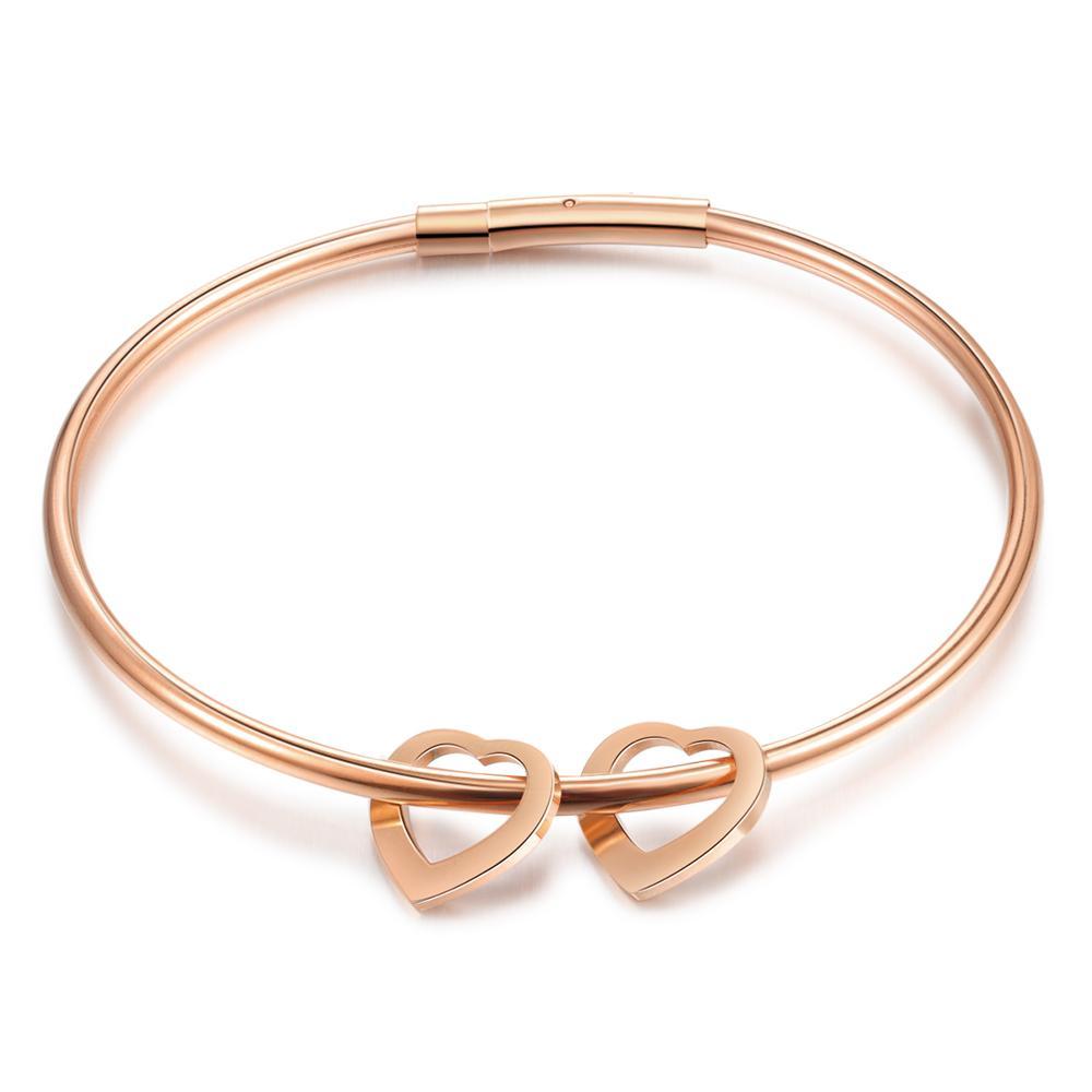 Personalized 2 Names Bracelet Heart Charms Bracelet Love Bangle Gifts for Her