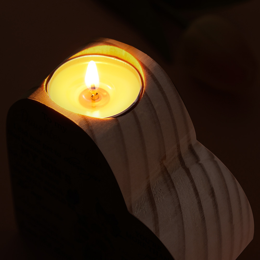 To My Mum Personalised Name Heart Candle Holder Wooden Candlestick "You are braver than you believe"