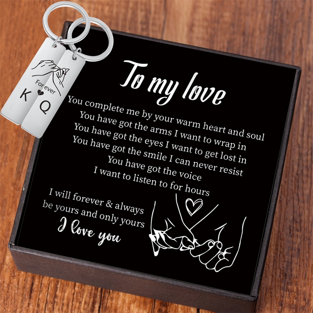 Personalized Pinky Promise Couple Keychain Set Engrave Name Heart ...