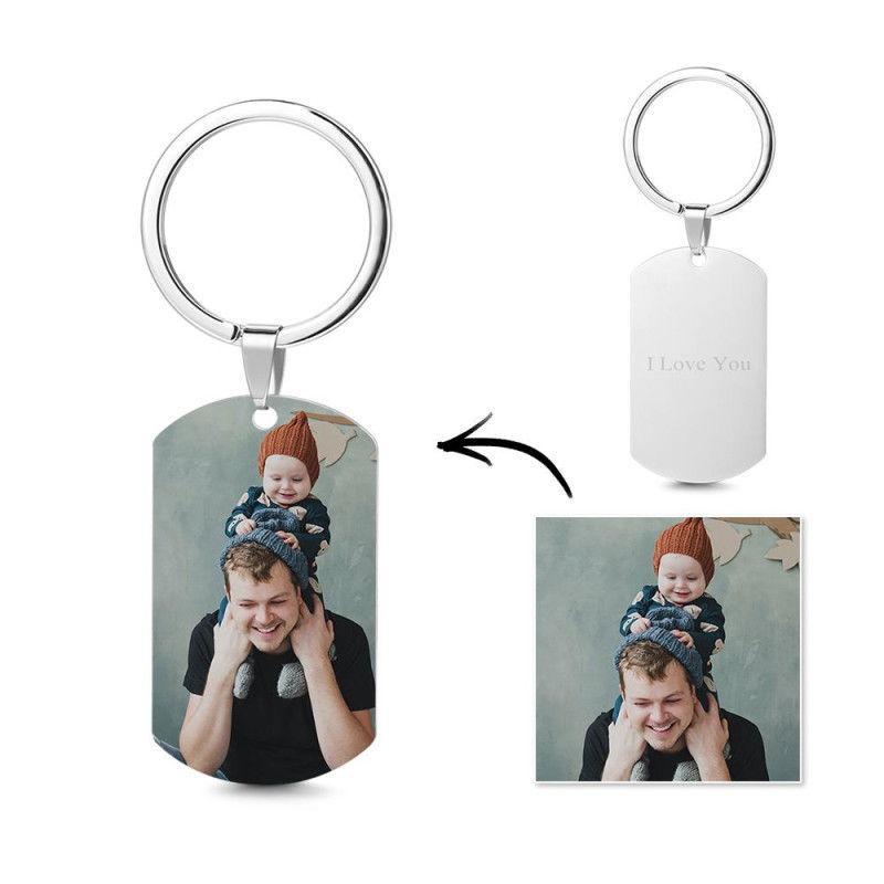 Engraved Gift | Custom Photo Keychain | Personalized Photo Gift for Father