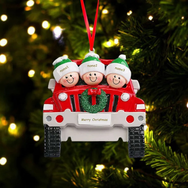 Personalized Family Car Christmas Tree Ornament with 3 Names Xmas Ornaments