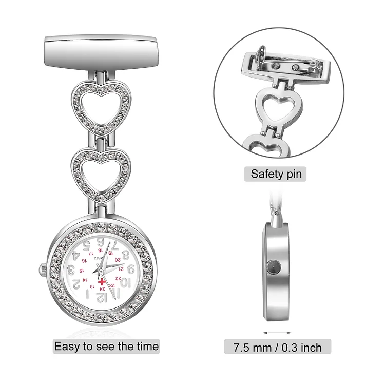 Personalized Name & Text Nurse Watch Portable Nurse Watch with Lapel Pin Gift for Doctor/Nurse