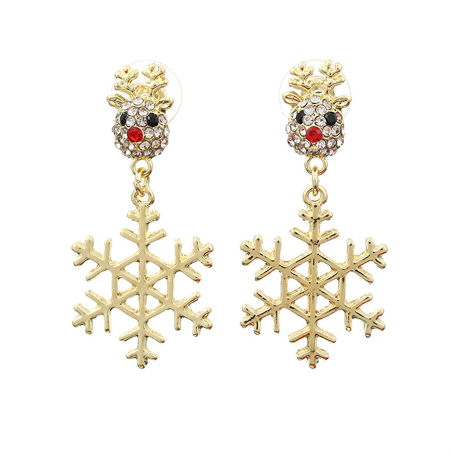 Christmas Reindeer Snowflake Earrings Festive Gift for Family