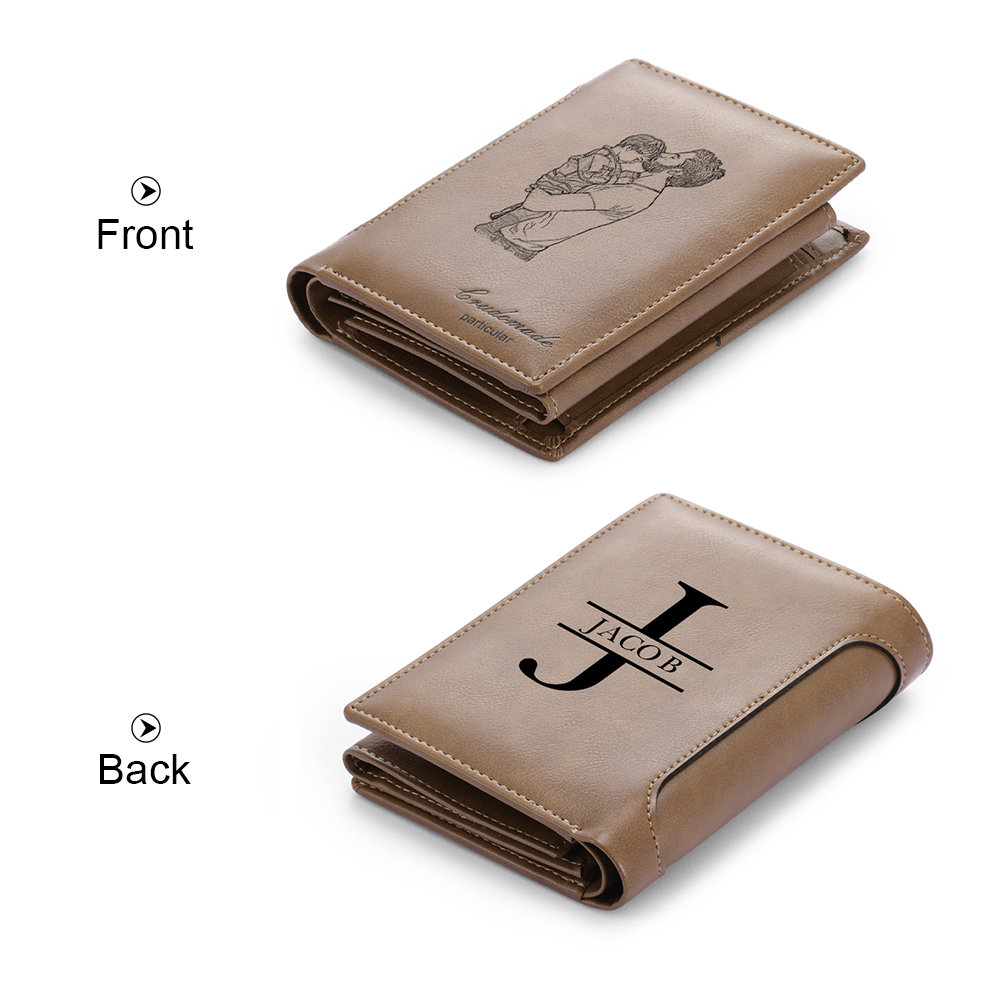 Men Photo Wallet Personalized Monogram Wallet for Him