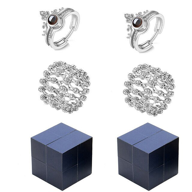 "I Love You" in 100 Different Languages Creative Ring, Bracelet And Puzzle Jewelry Box