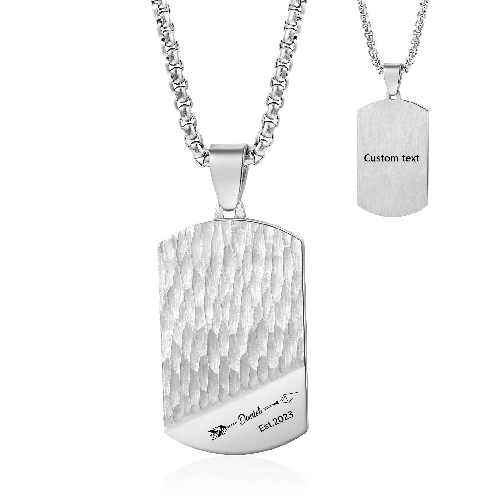 Personalized Men's Necklace Engraved Name & Date & Text Dog Tag Necklace Stainless Steel Gift for Him