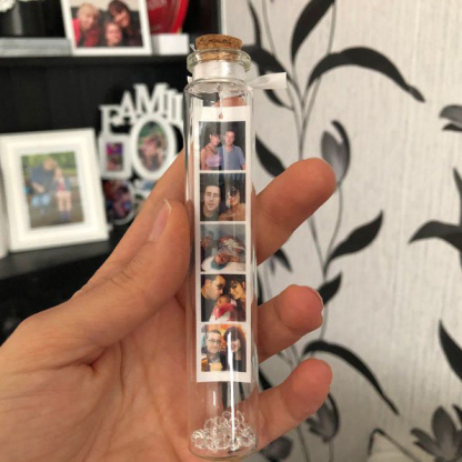 Personalized Photo Wishing Bottle with 5 Pictures Romantic Gifts for Couple