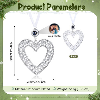 Personalized Heart Photo Projection Christmas Tree Ornament Decoration