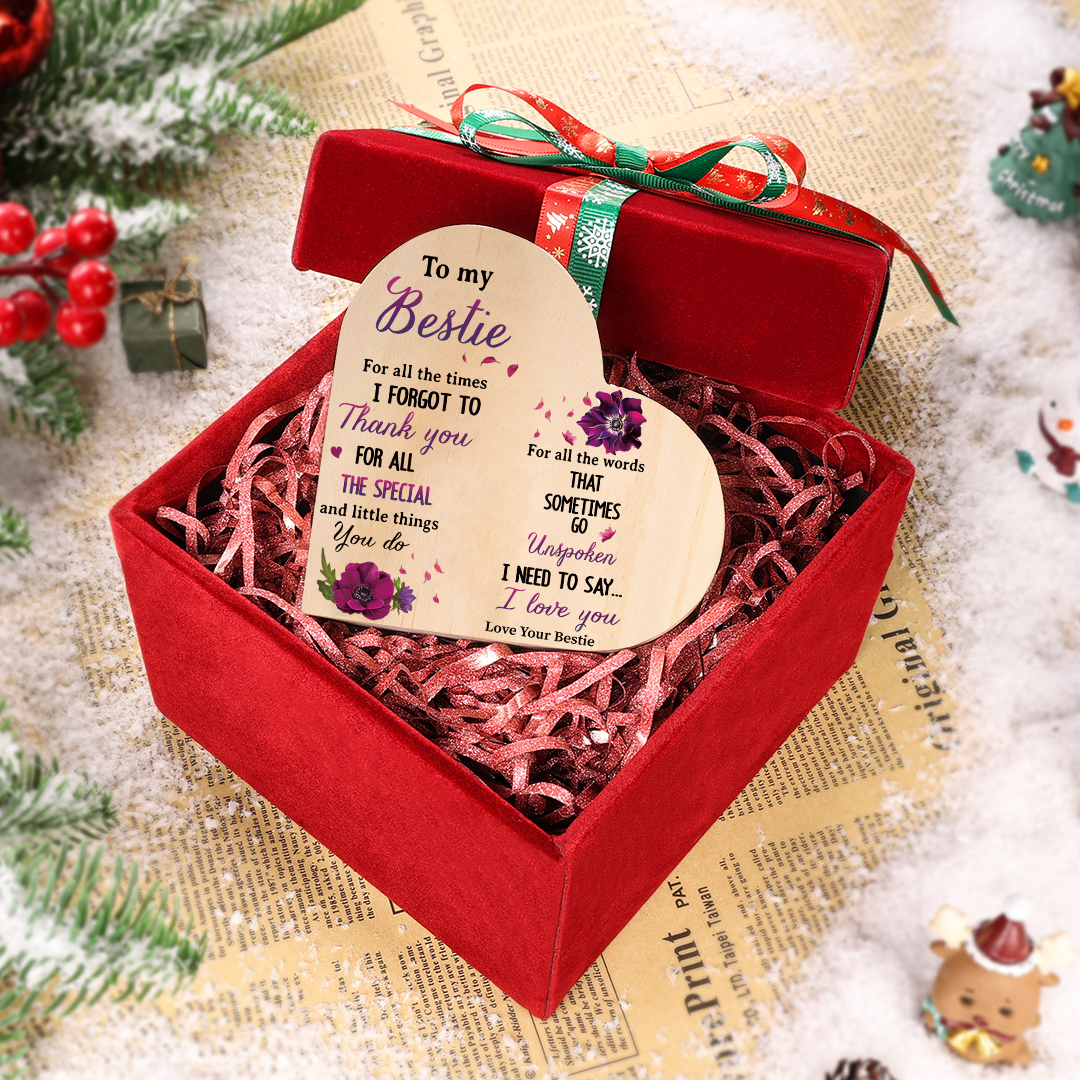 To My Bestie Violet Flower Heart Candle Holder "I Need To Say I Love You" Wooden Candlestick