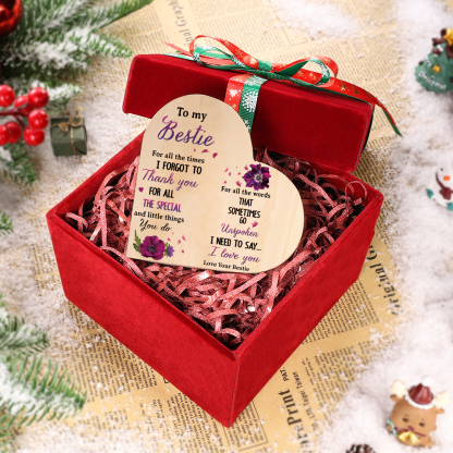 To My Bestie Violet Flower Heart Candle Holder "I Need To Say I Love You" Wooden Candlestick