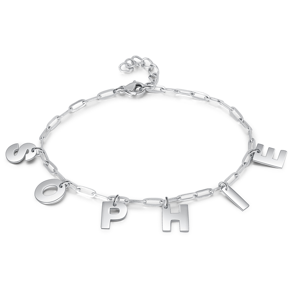 Initial Name Bracelet Link Chain Custom Letter Bracelet for Women