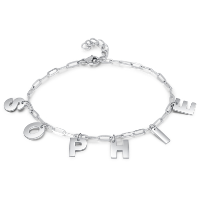 Initial Name Bracelet Link Chain Custom Letter Bracelet for Women