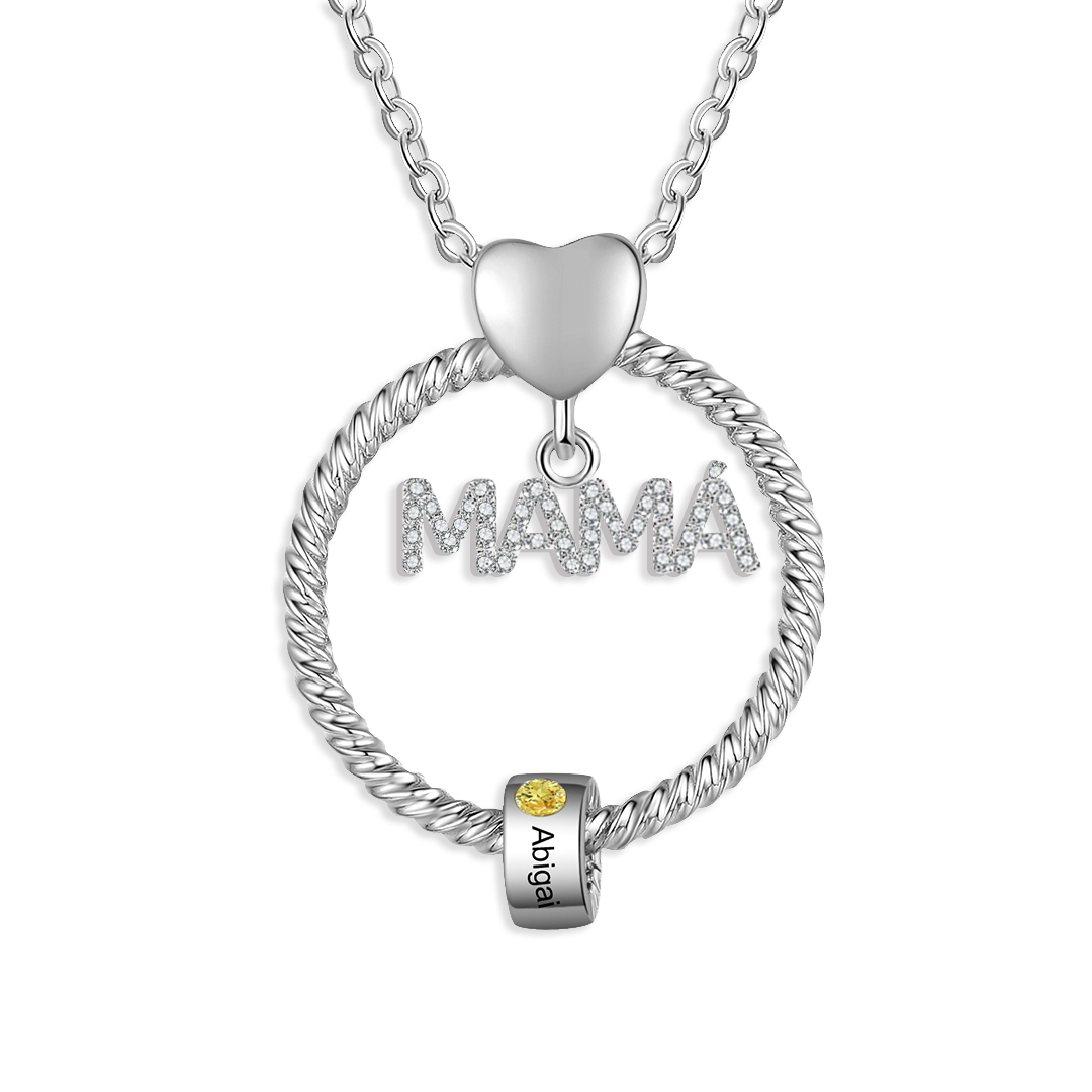 Collar con colgante de "MAMÁ" con 1 nombre Y 1 piedra de nacimiento personalizados | Jessemade