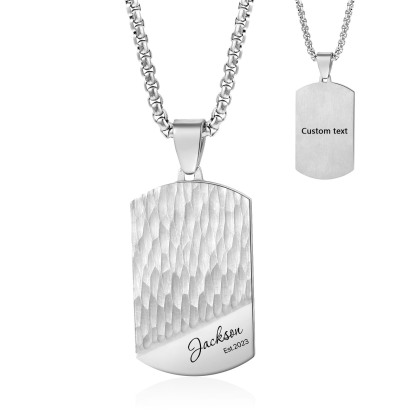 Personalized Men's Necklace Customized Name & Date & Text Dog Tag Necklace Stainless Steel Gift for Him