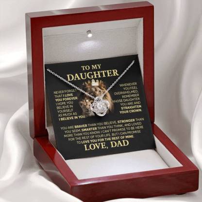To My Daughter from Dad Love Knot Necklace "Never Forget That I Love You" S925 Sterling Silver Necklace