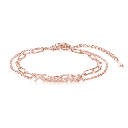 Personalized Name Anklet Cuban Chain Custom Double Layers Anklet