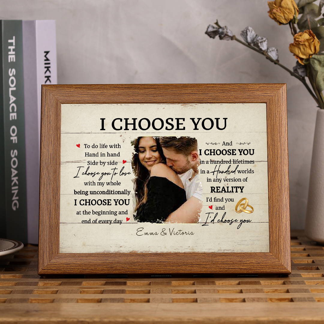 Couple Photo Frame Personalized Names I Choose You LED Light Shadow Box Romantic Gifts