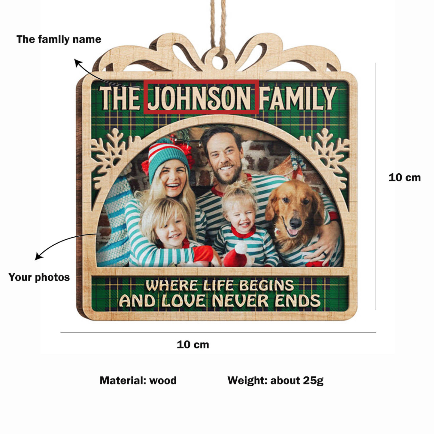 Personalized Photo Christmas Ornament Custom photos Gifts for Family