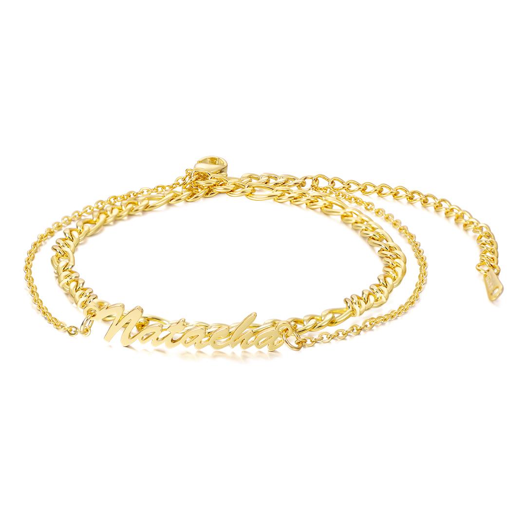 Personalized Name Anklet Double Cuban Chain Anklet for Women