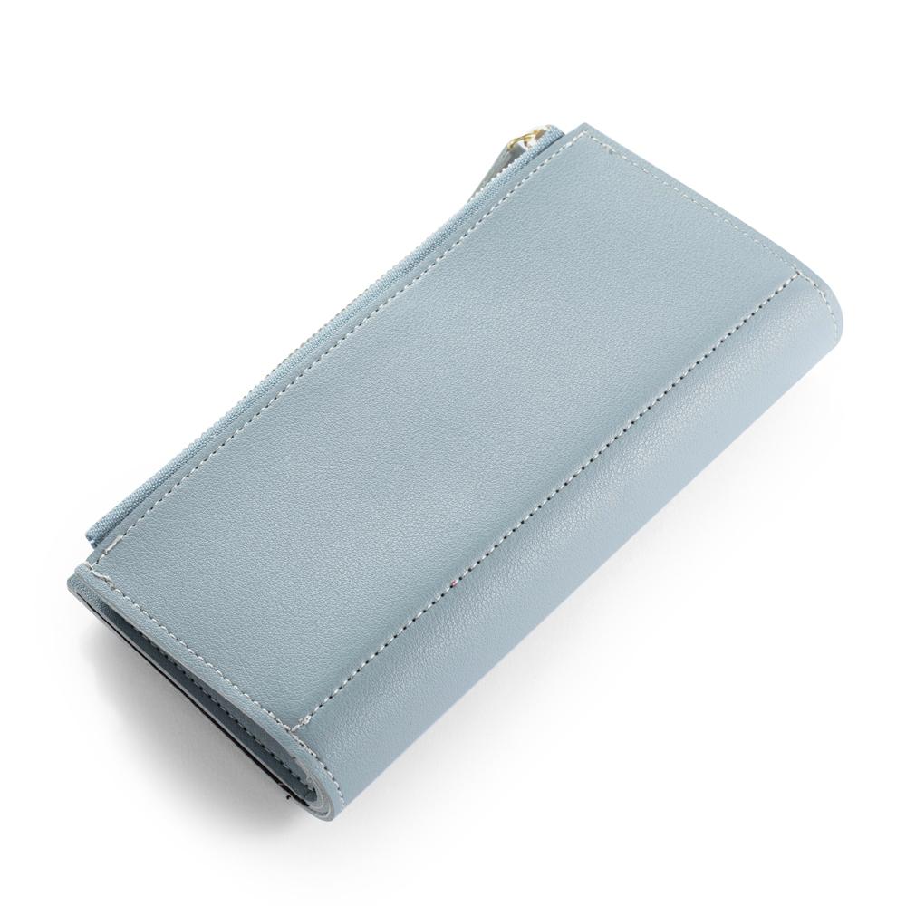 Women Long Style Photo Wallets Custom Inscription Photo Engraved Wallet Blue Grey