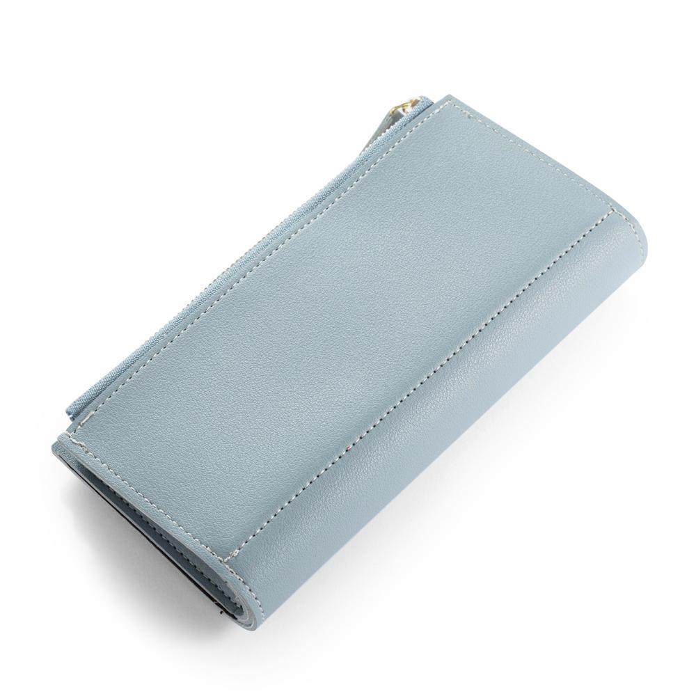 Women Long Style Photo Wallets Custom Inscription Photo Engraved Wallet Blue Grey