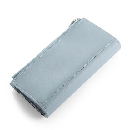 Women Long Style Photo Wallets Custom Inscription Photo Engraved Wallet Blue Grey