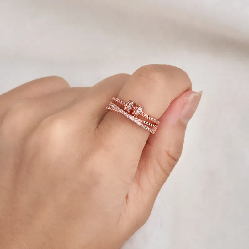 To My Daughter-S925 Spinning Bead Fidget Ring Gifts For Daughter