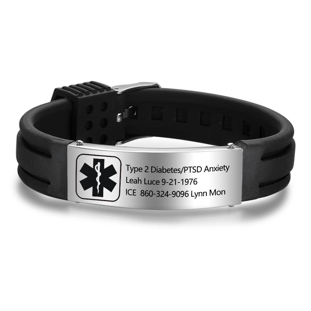 Engraved Medical Alert Bracelet | Personalized Emergency ID Wristband