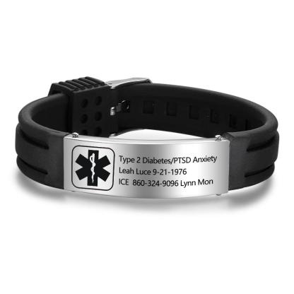 Engraved Medical Alert Bracelet | Personalized Emergency ID Wristband