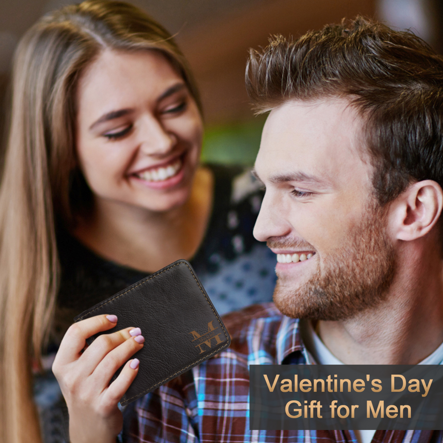 Men Wallet Personalized Monogram Genuine Leather Wallet Father's Day Gift